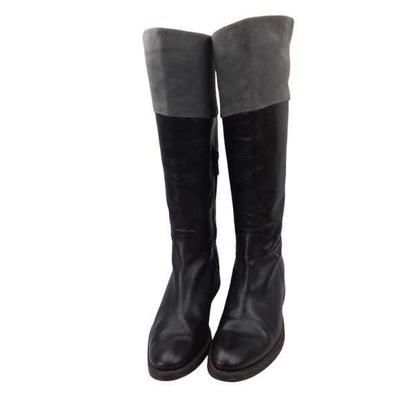Kenneth Cole Women's Brown & Gray Leather Knee High Riding Boots Size 8.5 M - Picture 2 of 13